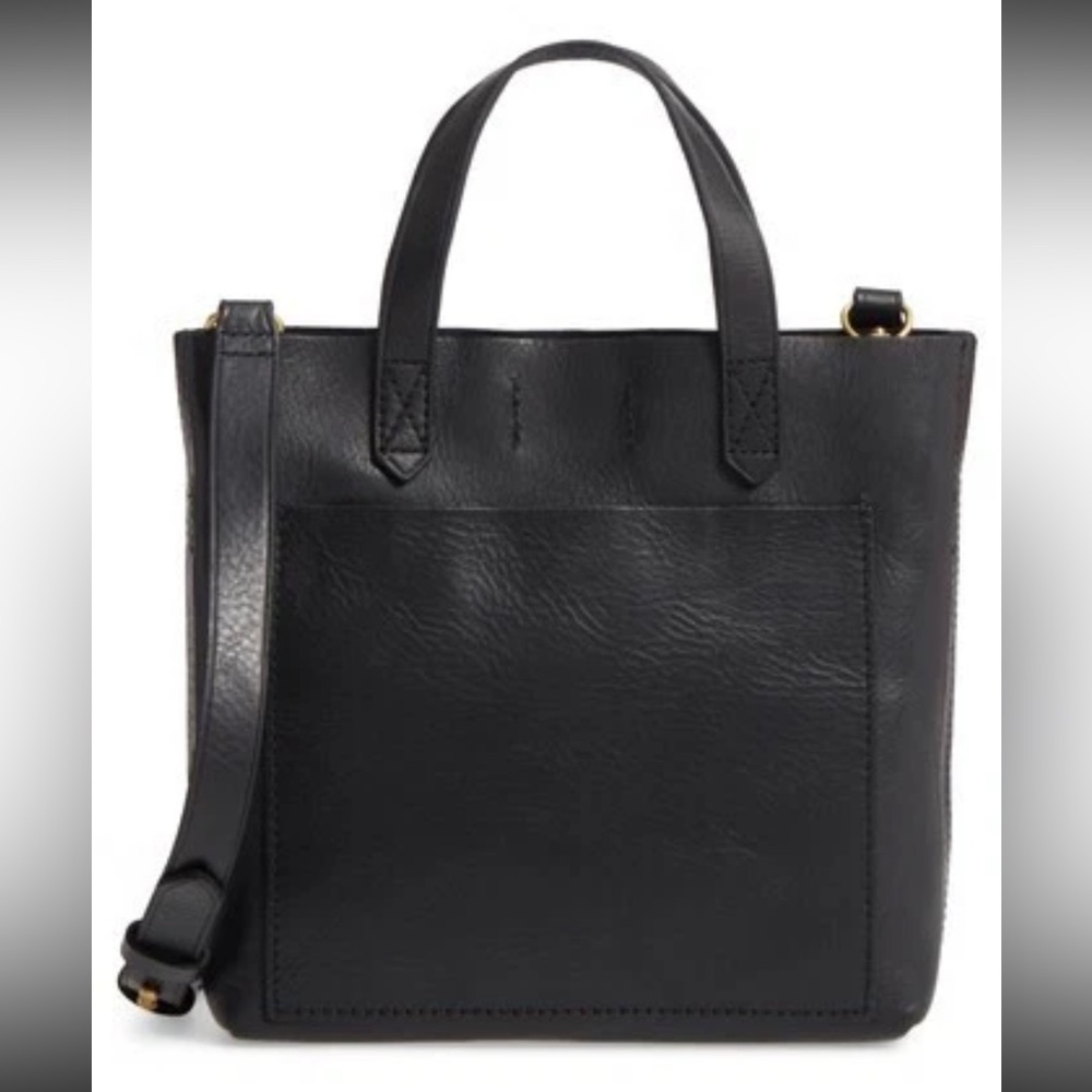 Madewell Transport Black Leather Crossbody Bag